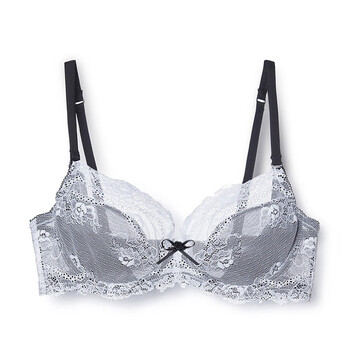 伊丝艾拉超薄内衣女薄款无海绵文胸透气蕾丝少女大码大胸显小胸罩