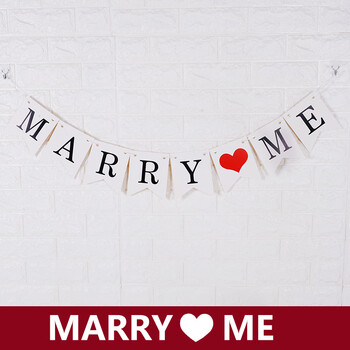 横幅挂饰拉花彩旗求婚表白用品派对气球背景墙后备箱装饰 marryme横幅