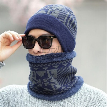围脖滑雪加绒脖套冬天滑雪运动自行车韩版时尚帽子冬季藏青色帽子围脖