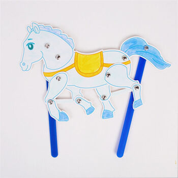 皮影戏手工材料包幼儿园儿童创意拼装玩具亲子手工品 白龙马(6色水彩