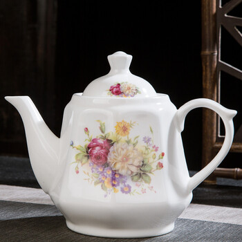 茶壶老式陶瓷怀旧大容量耐热泡茶壶凉水壶大号高温青花陶瓷大茶壶 1升