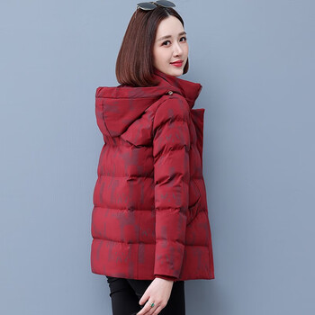 冬装外套羽绒棉服短款2022新款中老年人冬季洋气棉衣女小红色m85100