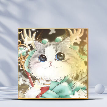 填充diy数字油画卡通动物可爱猫咪手工手绘填色画水油彩画装饰画