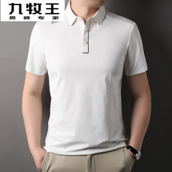 九牧王joeone中年男士夏季短袖t恤时尚通勤弹力翻领衫款商务休闲上衣