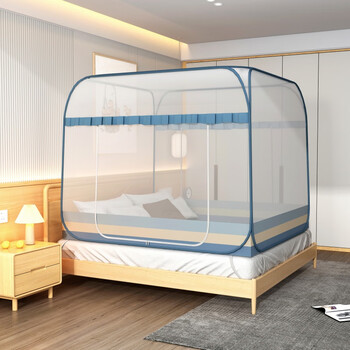 95m床>尤克达帝1米8夏季蚊帐家用卧室免安装防摔儿童蒙古包纹账加密