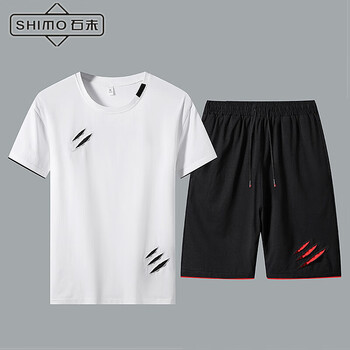 石末(shimo)运动套装男新款运动服男夏季大码潮流两件套薄款短袖休闲