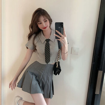 闪沃女jk制服学院风套装裙英伦风日系夏季少女辣妹性感显瘦日常网红盐