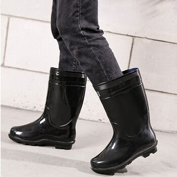 结盟者男雨鞋加厚男士水鞋套鞋厨房雨靴钓鱼中筒高筒雨鞋818黑色中筒