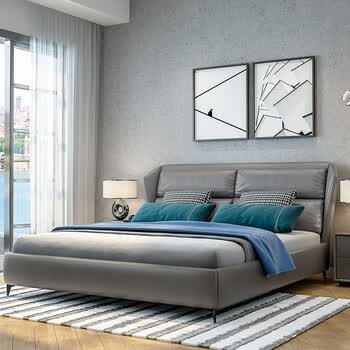 真皮床 乳胶床垫 2个床头柜(拍下备注颜色) 1500*2000支架结构(不可储