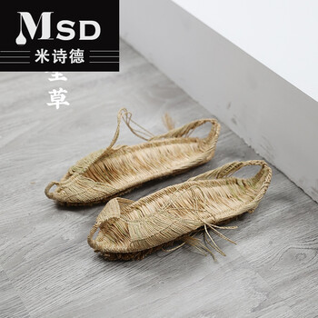 纯手工草鞋甘谷麻鞋中式古风拖鞋编织凉鞋表演视频道具鞋b款全草m3538