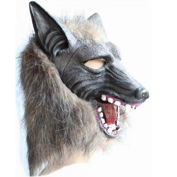 大灰狼面具  万圣节面具狼面具灰狼面具凶恶狼人面具大灰狼恐怖 狼