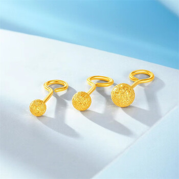 watchthiswt一对黄金耳钉女足金圆球弯钩金耳钉耳环520情人节女友礼物