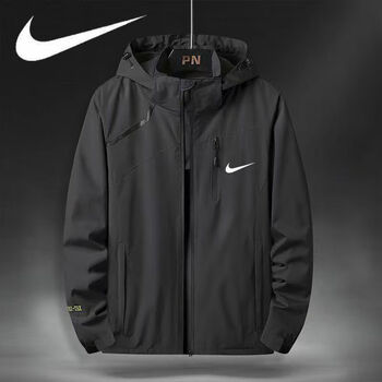 耐克nike冲锋衣男秋冬加厚款户外大码宽松防风防水连帽夹克上衣外 nk