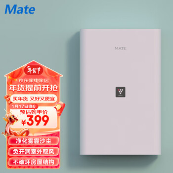 Mate 新风机一体机新风系统家用免开洞全屋换气室内通风神器除甲醛除雾霾PM2.5 125mm穿墙开孔式