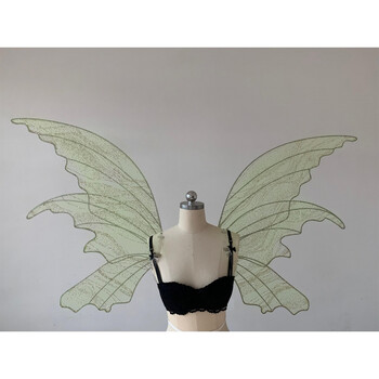 杨颖angelbaby同款森系精灵翅膀影楼拍照道具透明仙子蝴蝶翅膀 绿色网