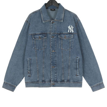 mlb潮牌m*b洋基队牛仔外套23春季新款男女情侣刺绣后背大标 浅蓝 xl