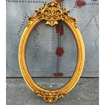 椭圆复古欧式理发店镜台浴室美发镜椭圆大镜框理发店发廊ktv镜子仿古