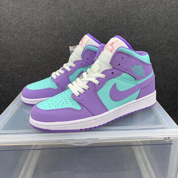 64炫酷烂ajair 乔 1 mid 蓝紫紫罗兰薰衣草板鞋男女中帮篮球鞋