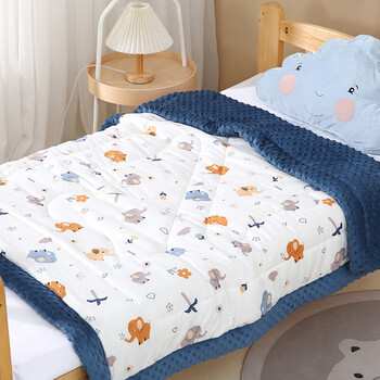水星家纺婴儿豆豆被儿童盖毯大豆蛋白纤维宝宝被子纯棉秋冬季加厚豆豆