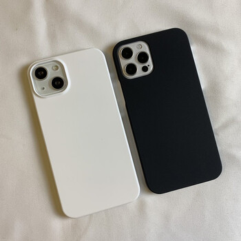 dfeofmiphone13手机壳磨砂13promax半包硬壳mini简约纯色黑白色外壳