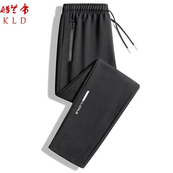 酷兰帝 运动裤男棉质加绒加厚休闲裤男款秋冬款卫裤时尚个性舒适卫裤 黑色直筒8188薄款 5XL-195斤左右