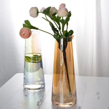 法兰晶玻璃花瓶桌面花瓶餐桌水培植物玫瑰百合琥珀水壶花瓶