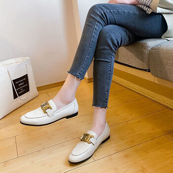 弥媛豆豆鞋女英伦风小皮鞋女鞋子女2022新款百搭乐福鞋一脚蹬单鞋尺码