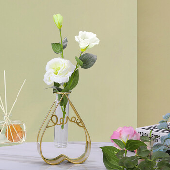 假花仿真花摆设干花装饰品家居餐桌面插花花艺摆件 白洋桔梗 心形花瓶