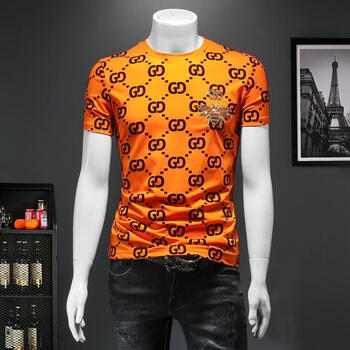 欧洲站轻奢潮牌酷奇酷琦小蜜蜂刺绣短袖t恤男风夏季新款青年圆领大码