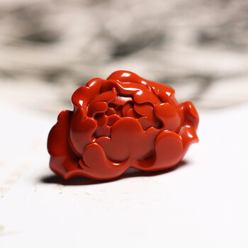 南红牡丹花挂坠镶嵌胸针瓦西料包七夕情人节礼物送男女朋友俊精品雕件