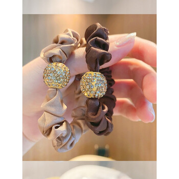 小蚊子韩国2023年新款大肠圈发圈女简约时尚气质扎头发头绳马尾皮筋发饰 浅咖+深咖2件