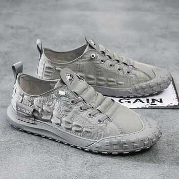 款劳保鞋男工地干活薄款轻便帆布解放鞋男一脚蹬休闲工作鞋 lv01灰色