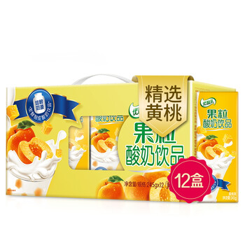 伊利优酸乳果粒酸奶饮品饮料黄桃味245g12盒箱礼盒装