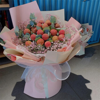 馨冠网红新鲜荔枝花束成品水果礼盒鲜花速递榴莲果冻西瓜花束同城配送