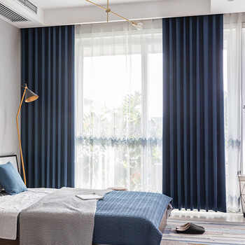 金翡翠窗帘遮光防晒隔热北欧素色窗帘布现代简约风卧室客厅成品窗帘