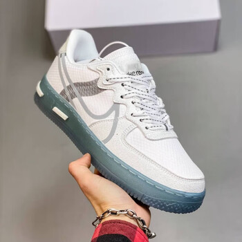 dkpq【纯原】2022款af1骨白冰蓝3m反光空军一号男女运动休闲 蓝白 36.