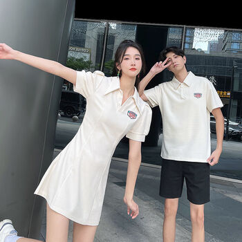 戈森凡(gesenfan)情侣装春季一衣一裙不一样情侣装夏polo领t恤泡泡袖