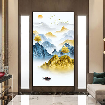 过道富贵九鱼图壁画北极象自粘画25金山富水b款宽90高180cm加印边框