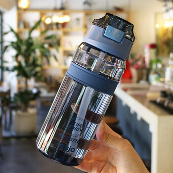 吸管水杯男孩夏天运动水壶小学生喝水杯子女大容量防摔塑蓝色700ml