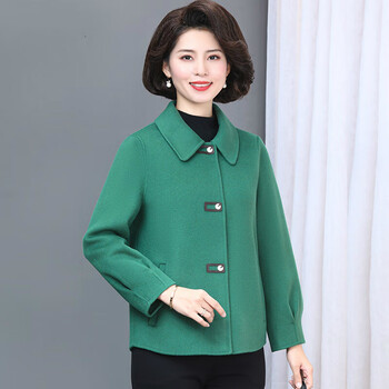 榄橙女装毛呢外套女士双面羊绒大衣短款2022年秋冬季新款洋气时尚减龄