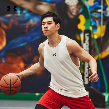 安德玛underarmourbaseline男篮球运动轻盈针织宽松1361901白色100xl