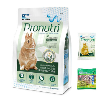 DR BUNNYDr.Bunny兔博士专研美毛配方 兔粮主粮 膨化粮 兔饲料 成兔草本薄荷配方2.5kg-dr363