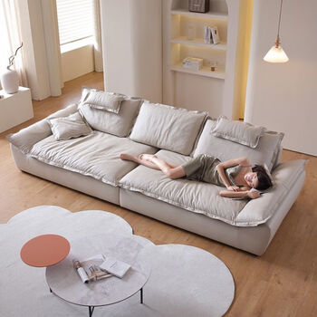 宝纾baxter大帆船沙发超深坐宽小户型真皮直排三人位高靠背硅胶皮沙发