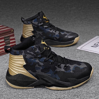 沃特篮球鞋男款幻影3专业实战防滑学生训练球鞋青少年运动鞋 黑金