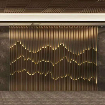 若之何不锈钢假山屏风隔断庭院酒店入户影壁背景墙铝艺镂空金属格栅