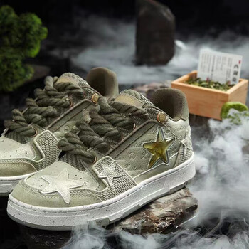 炫出行西湖龙井联名星星秋冬季新款透气板鞋子男休闲防滑防臭软底运动鞋 西湖龙井 41