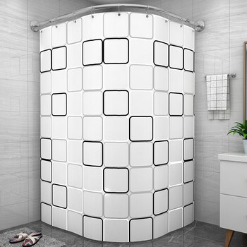 雪欧芙隐形浴帘套装免打孔洗澡卫生间浴帘折叠防水布防霉浴室隔断帘