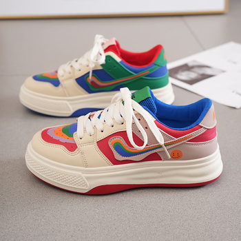 兰尔路孚彩虹国潮鸳鸯鞋女2023春夏季新款小白鞋百搭网红a女鞋双色