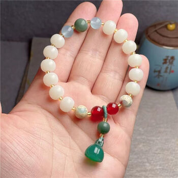 mathderay南瓜莲花珠白玉菩提佛珠手串女手持念珠转运手链送闺蜜把件