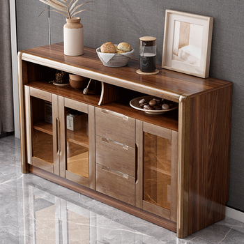 雯珊2023新中式餐边柜茶水柜靠墙餐厅餐柜实木框碗柜家用厨房 柏林